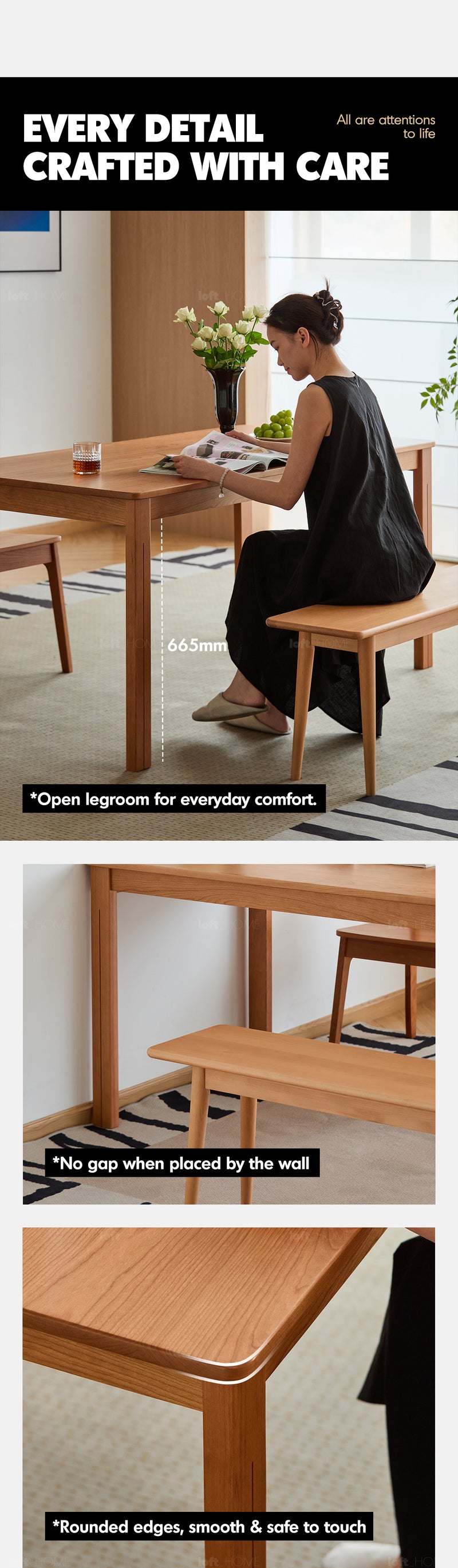 Scandinavian Cherry Wood Dining Table ECLIPSE Good to Know - 5