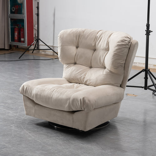 Cream Suede Fabric Revolving 1 Seater Sofa MILANO Good to Know Preview-1