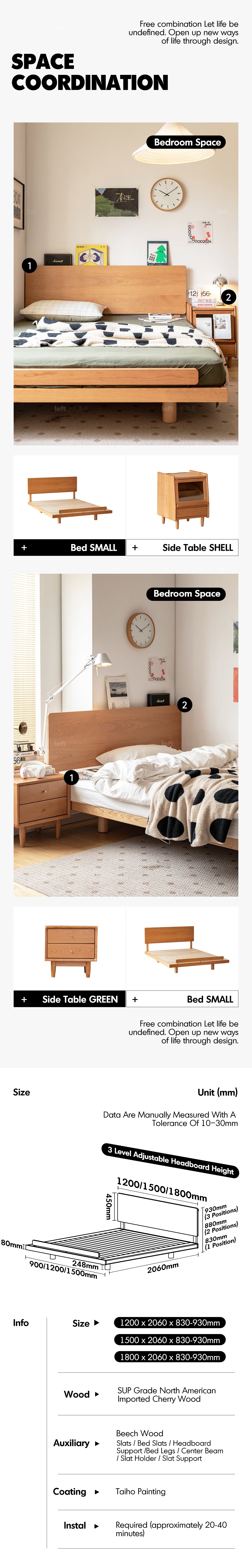 Scandinavian Cherry Wood Bed SMALL Good to Know - 11