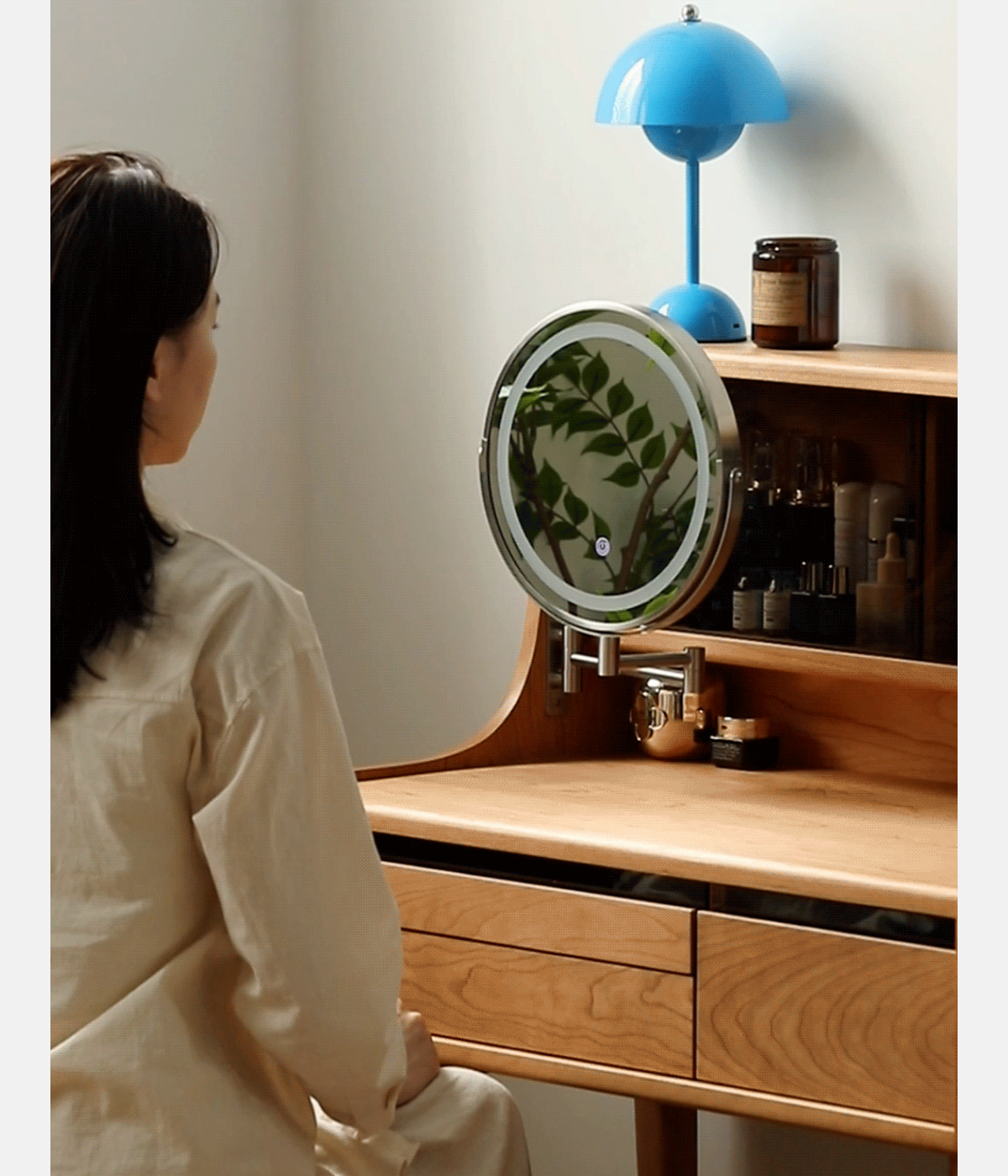 Scandinavian Cherry Wood Dressing Table FLOATING LIGHT Good to Know - 5