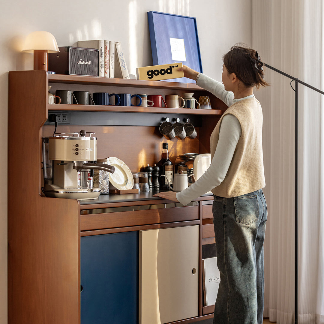 Vintage sintered stone storage side cabinet mies in real life style.
