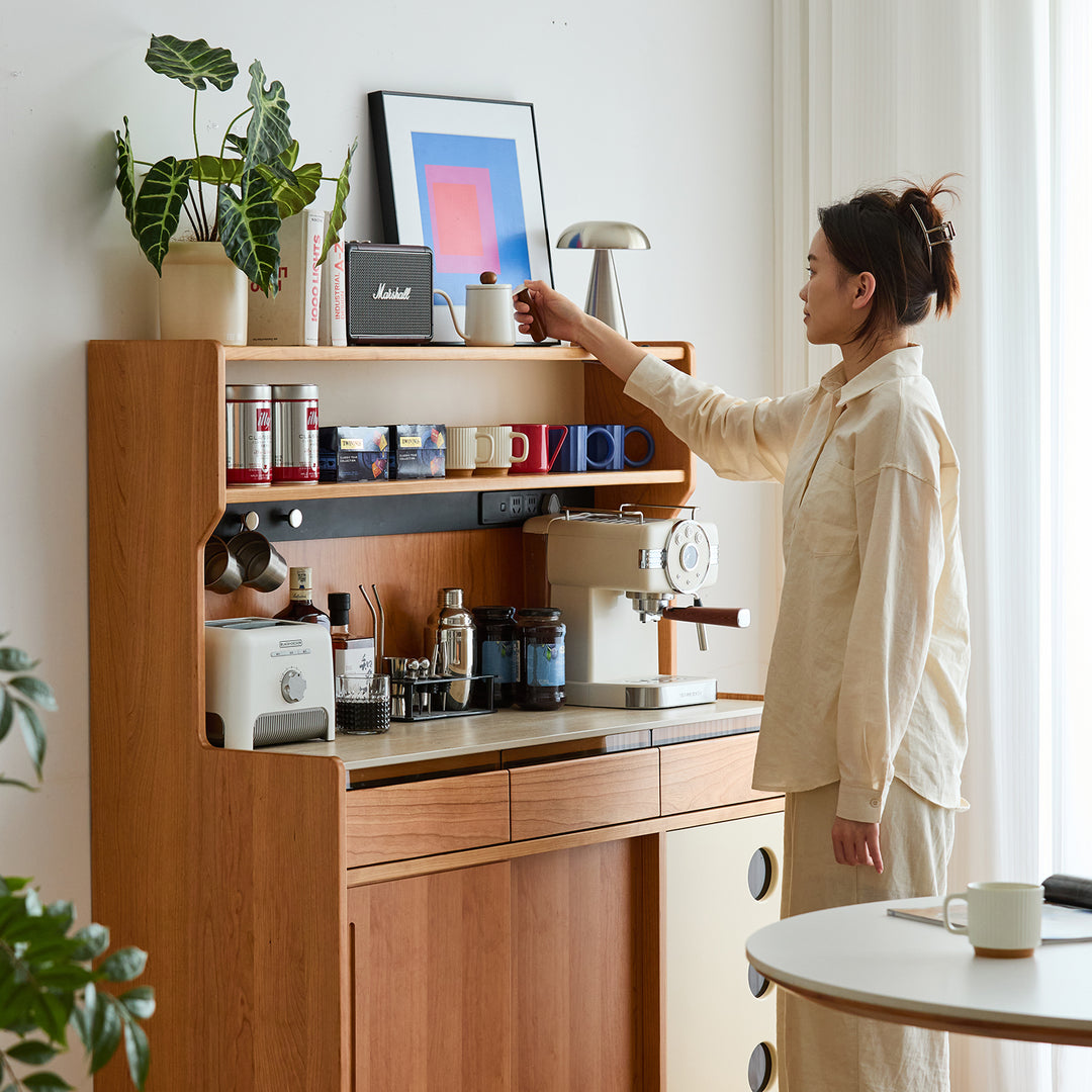 Scandinavian sintered stone storage side cabinet time in real life style.