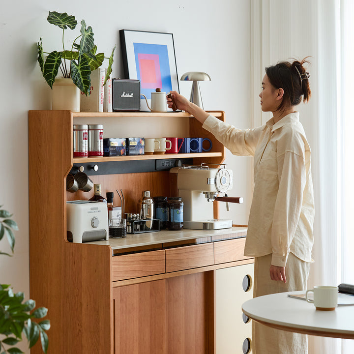 Scandinavian sintered stone storage side cabinet time in real life style.