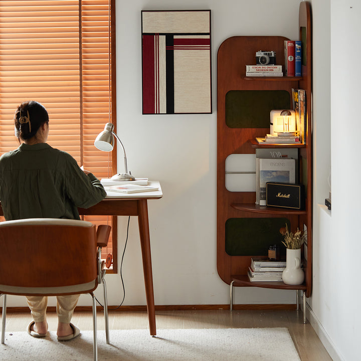 Vintage boxwood corner shelf strato in real life style.