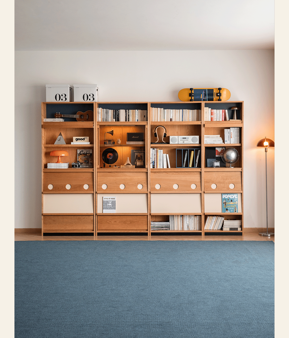 Scandinavian Cherry Wood Bookshelf TIME Good to Know - 6