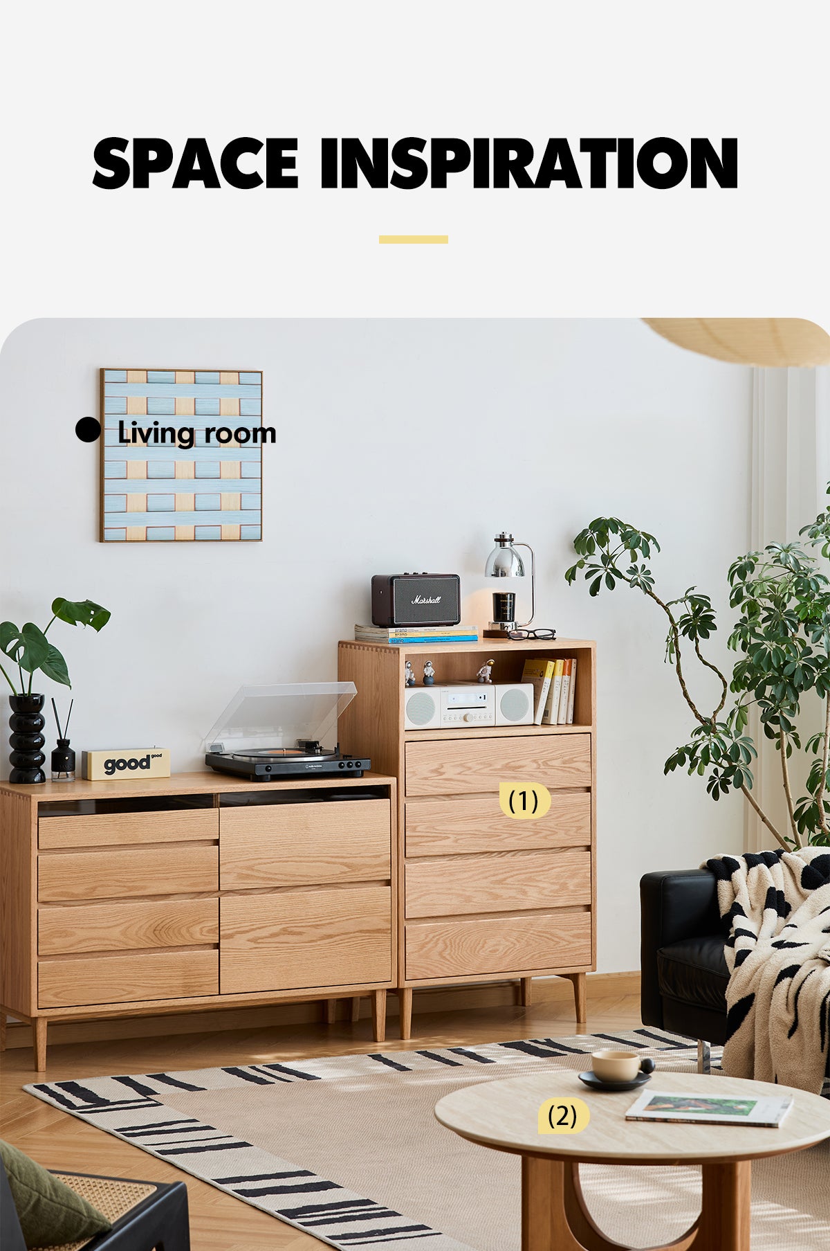 Scandinavian Oak Wood Chest Of 6 Drawers FLOATING LIGHT Good to Know - 4