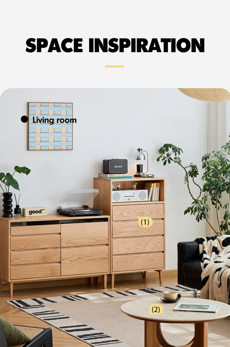 Scandinavian Oak Wood Chest Of 6 Drawers FLOATING LIGHT Good to Know - 4