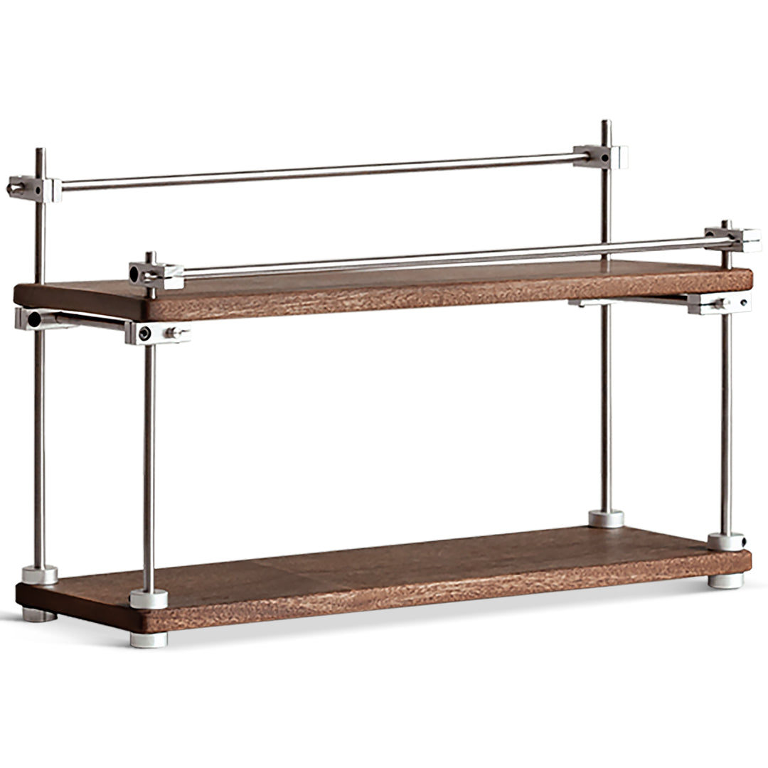 Vintage sapele wood stainless steel shelf packer in still life.