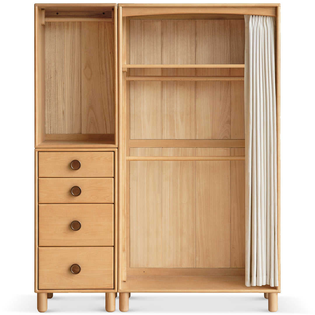 Scandinavian beech wood wardrobe peblo in white background.