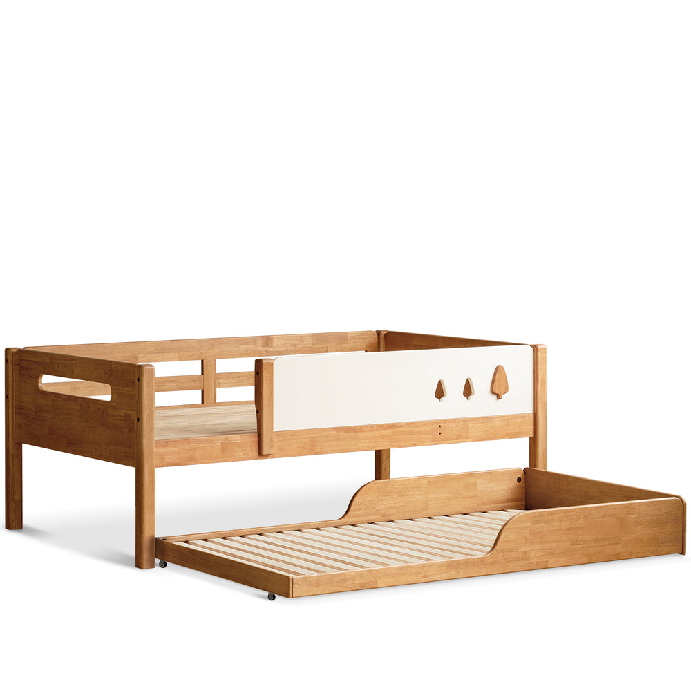 Scandinavian rubber wood kids bunk bed vireo in white background.