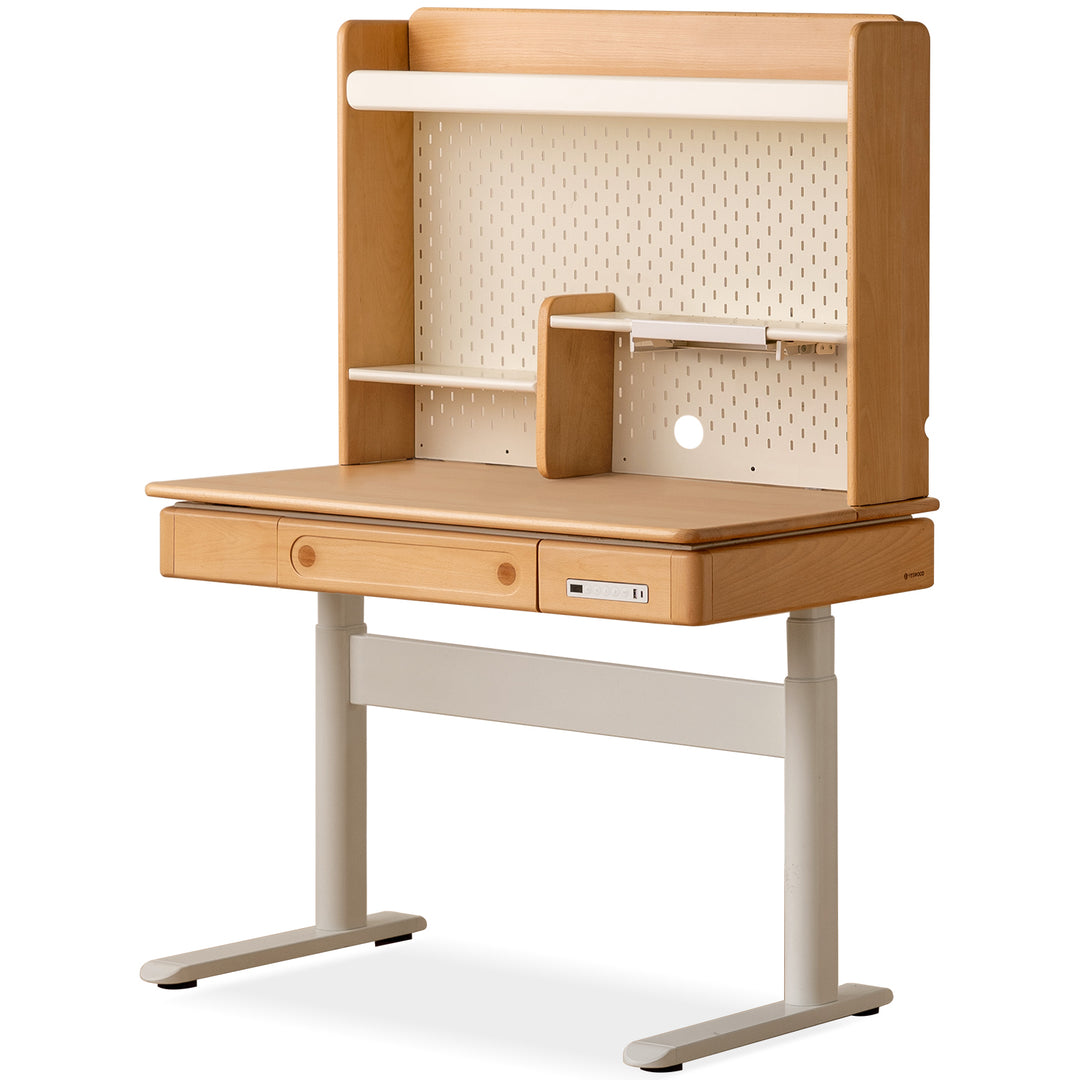 Scandinavian beech wood electric height adjustable kids study table with intergrated led light orbita detail 1.