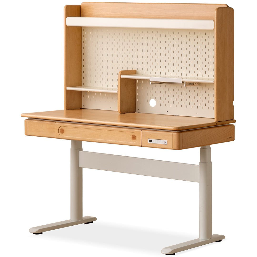 Scandinavian beech wood electric height adjustable kids study table with intergrated led light orbita detail 2.