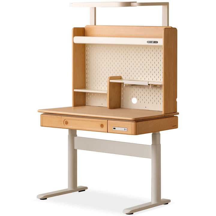 Scandinavian beech wood electric height adjustable kids study table with intergrated led light orbita detail 5.