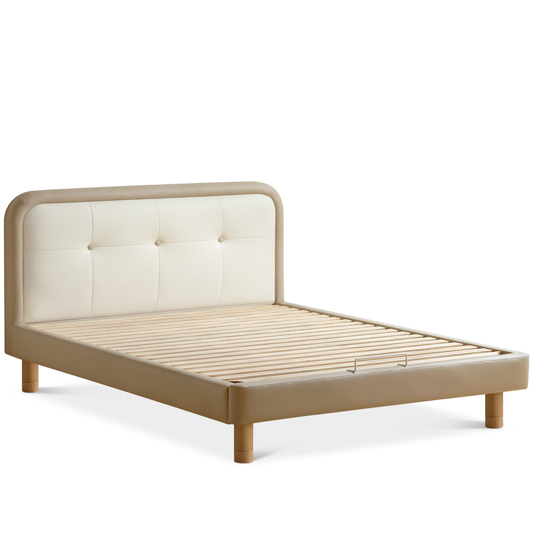 Modern microfiber leather kids bed cradle layered structure.