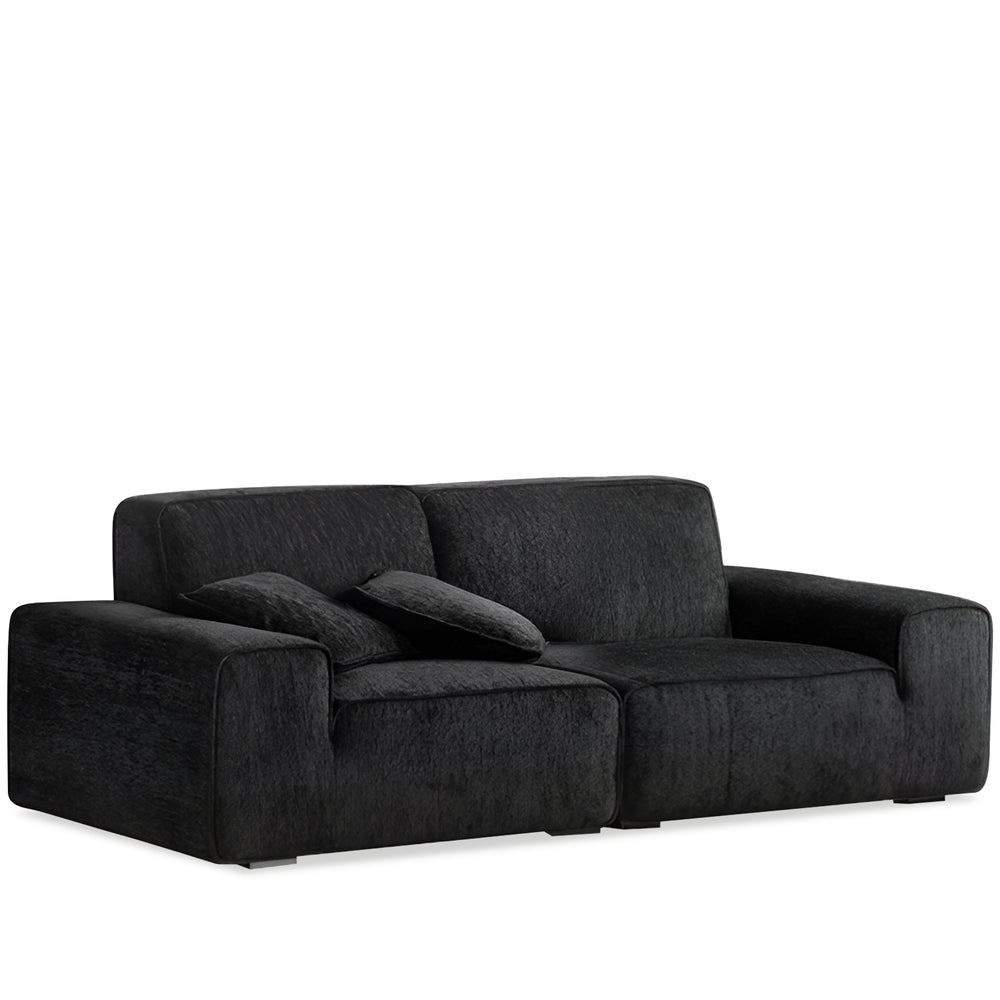 Minimalist chenille velvet fabric 3 seater sofa tufty time in white background.