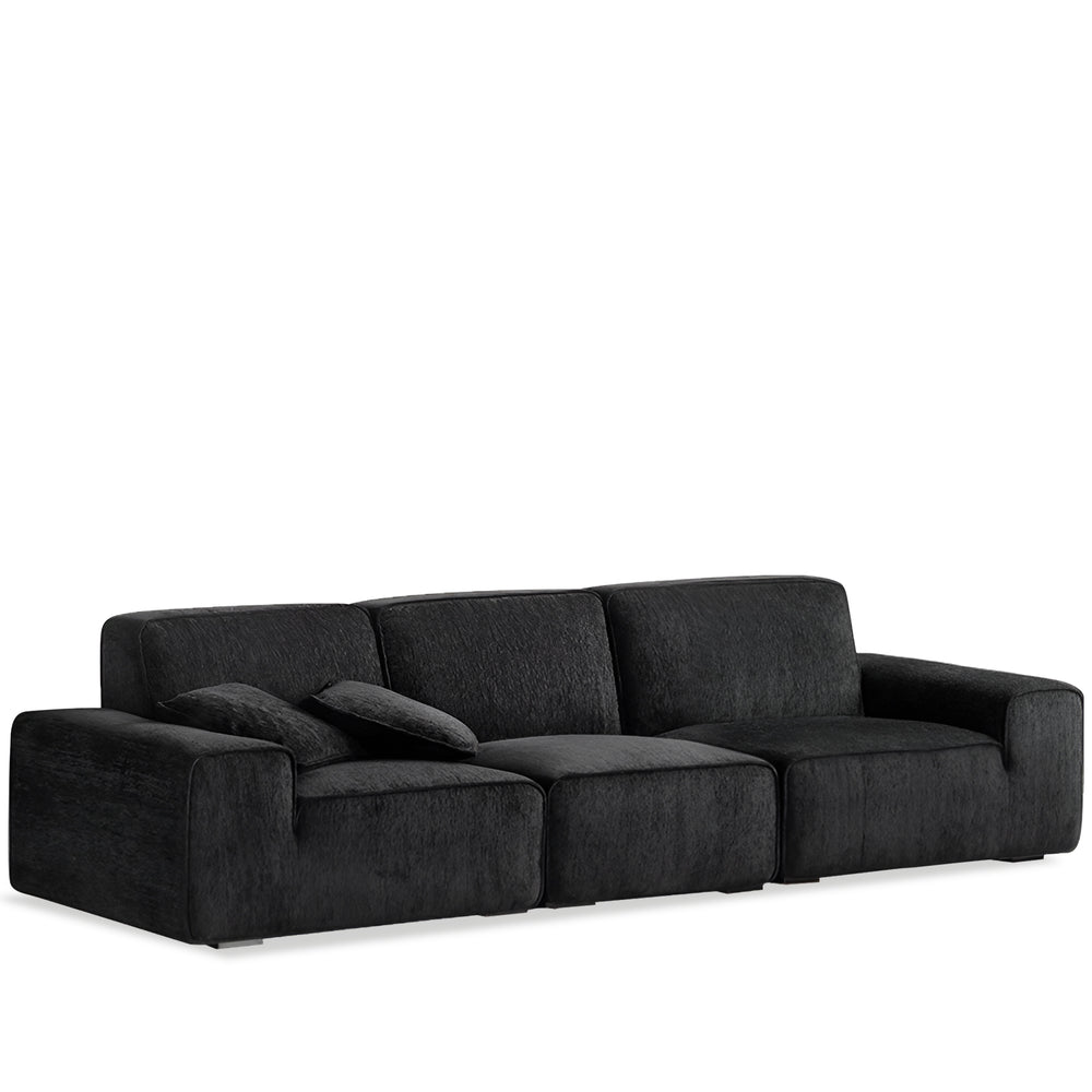 Minimalist chenille velvet fabric 4 seater sofa tufty time in white background.