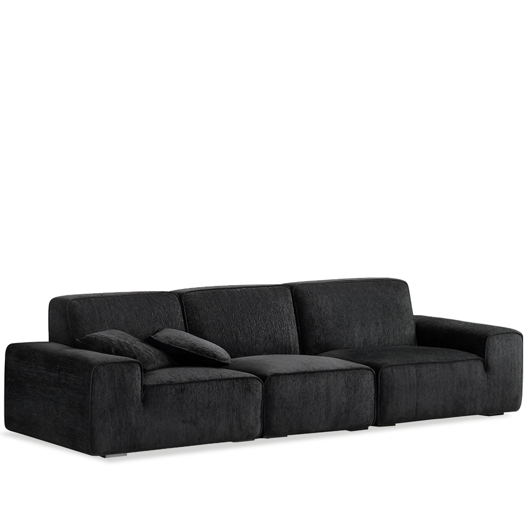 Minimalist chenille velvet fabric 4 seater sofa tufty time in white background.