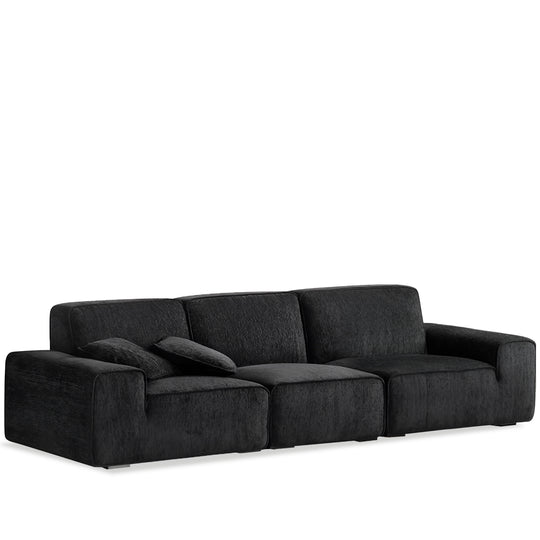 Minimalist chenille velvet fabric 4 seater sofa tufty time in white background.