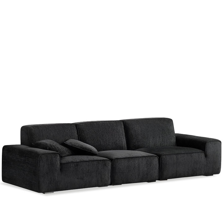 Minimalist chenille velvet fabric 4 seater sofa tufty time in white background.