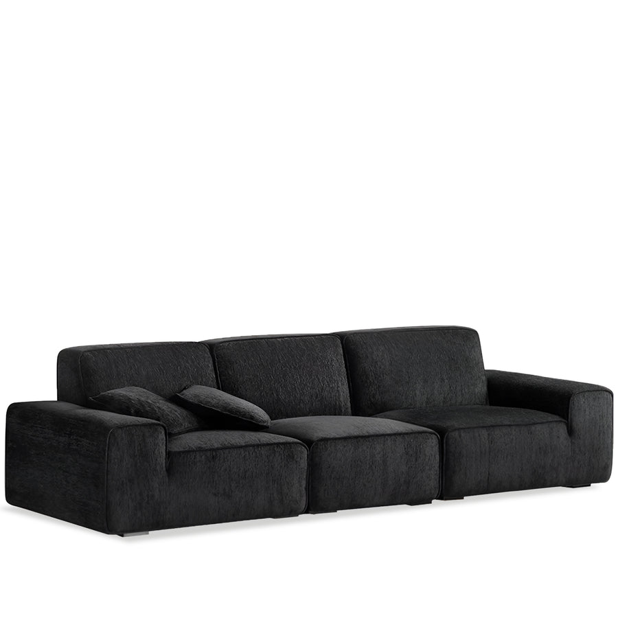 Minimalist chenille velvet fabric 4 seater sofa tufty time in white background.