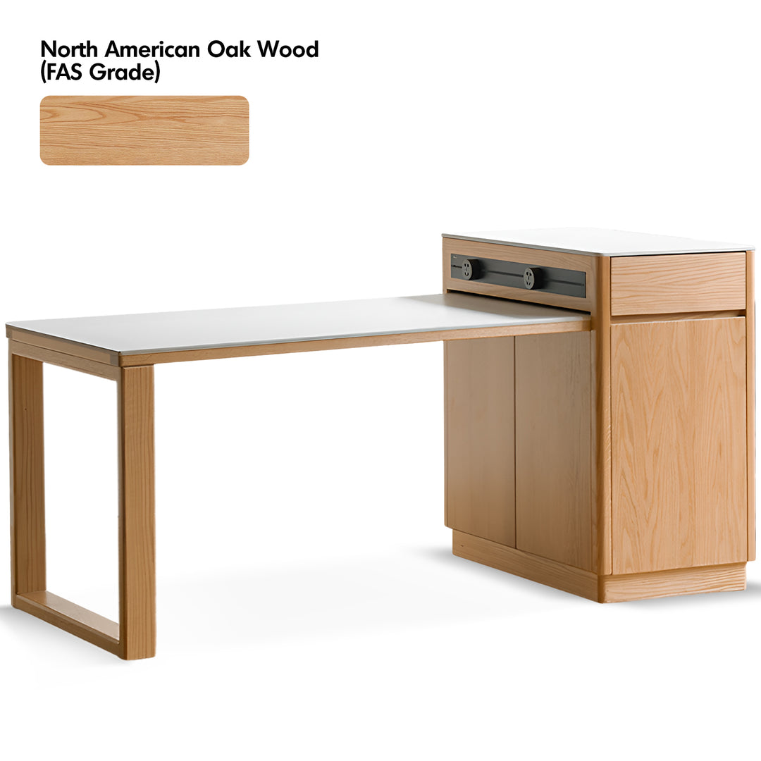 Scandinavian oak wood sintered stone extendable island dining table with cabinet flexa conceptual design.