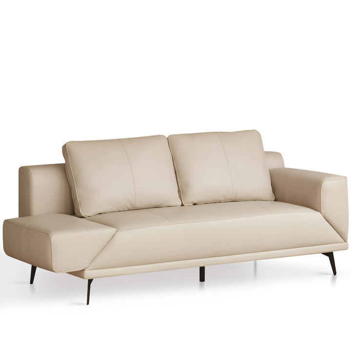 Modern genuine leather 2 seater sofa bed linea in white background.