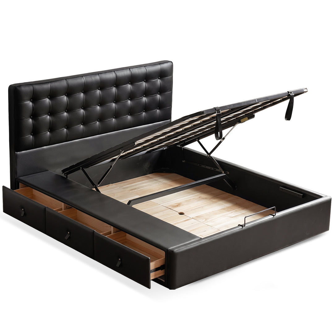 Vintage Genuine Leather Storage Bed WAFFLE