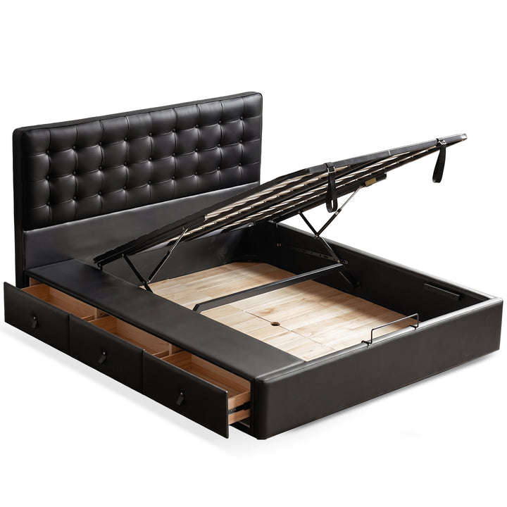 Vintage Genuine Leather Storage Bed WAFFLE