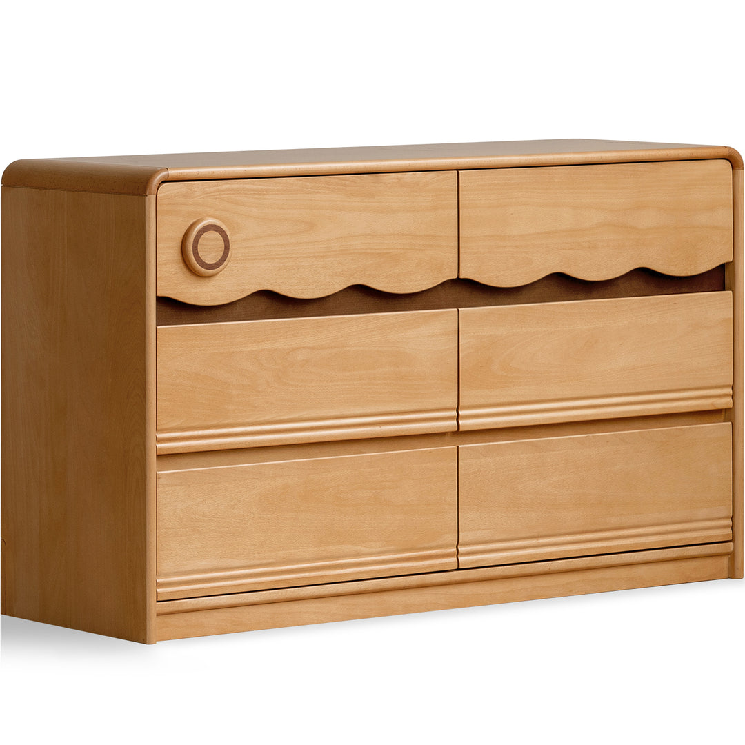 Scandinavian beech wood kids chest of drawers creamy detail 1.