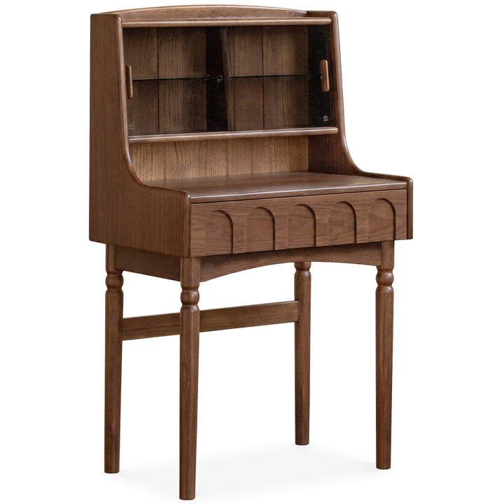 Japandi walnut wood dressing table anna in still life.