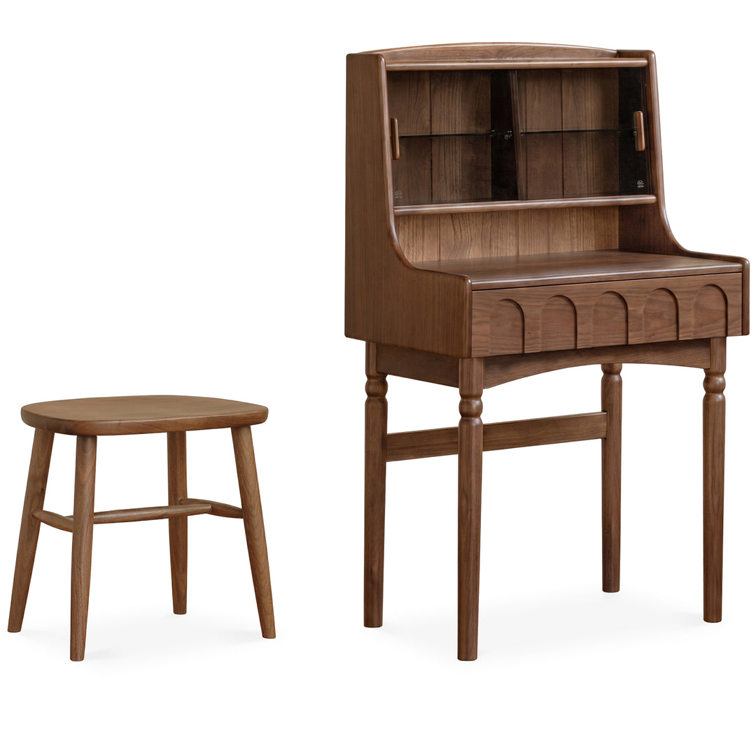 Japandi walnut wood dressing table anna conceptual design.