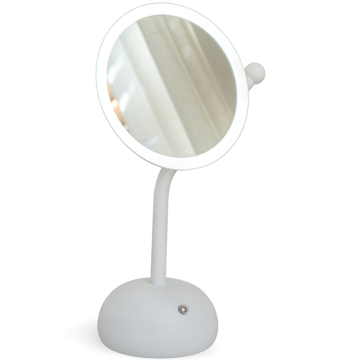 Modern led dressing mirror moon in white background.