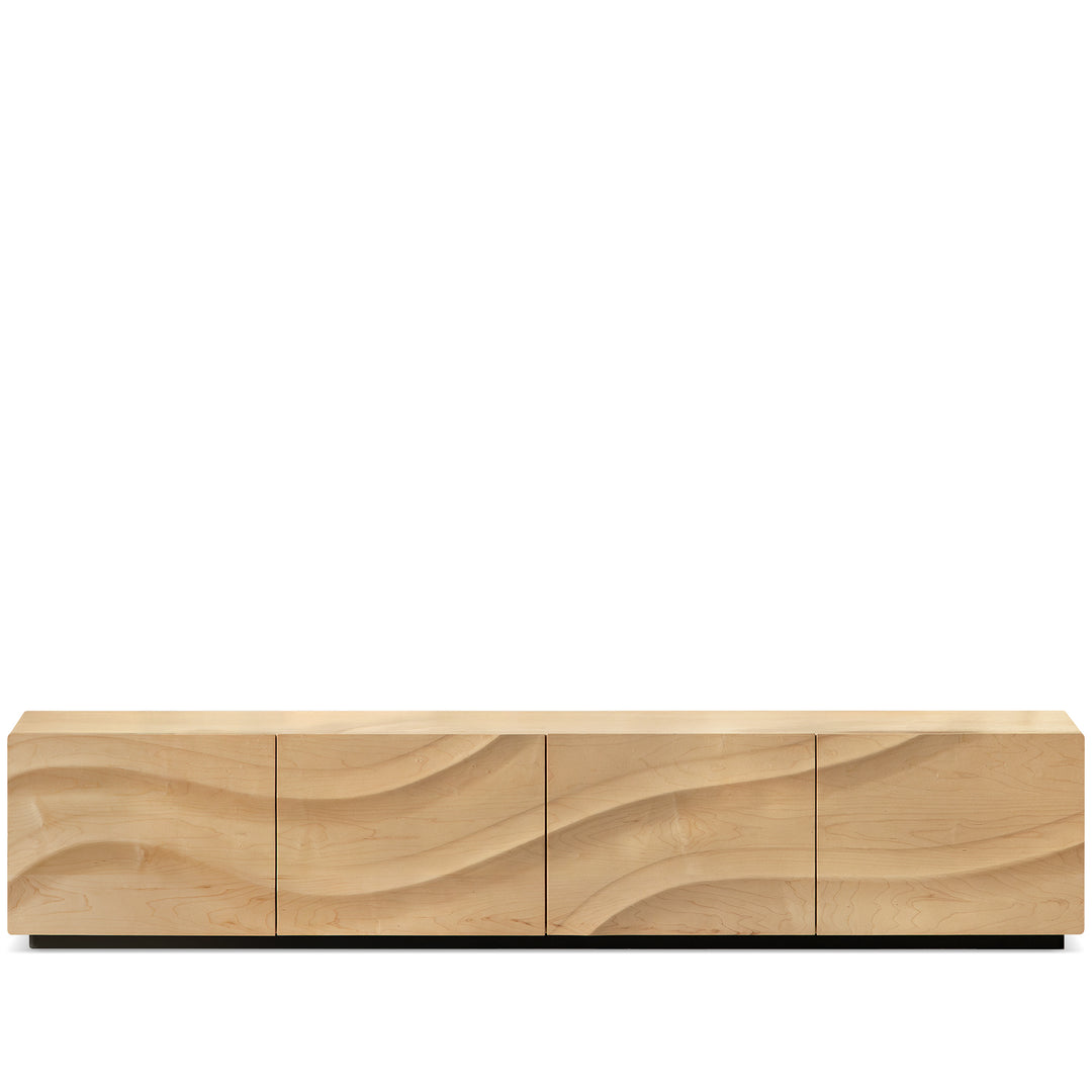 Scandinavian oak wood tv console wave conceptual design.