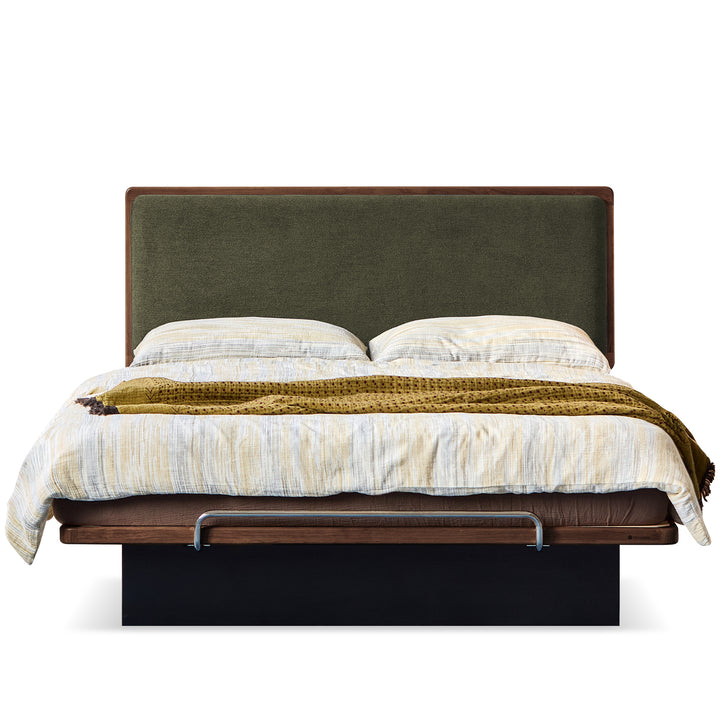 Bauhaus walnut wood storage bed film conceptual design.