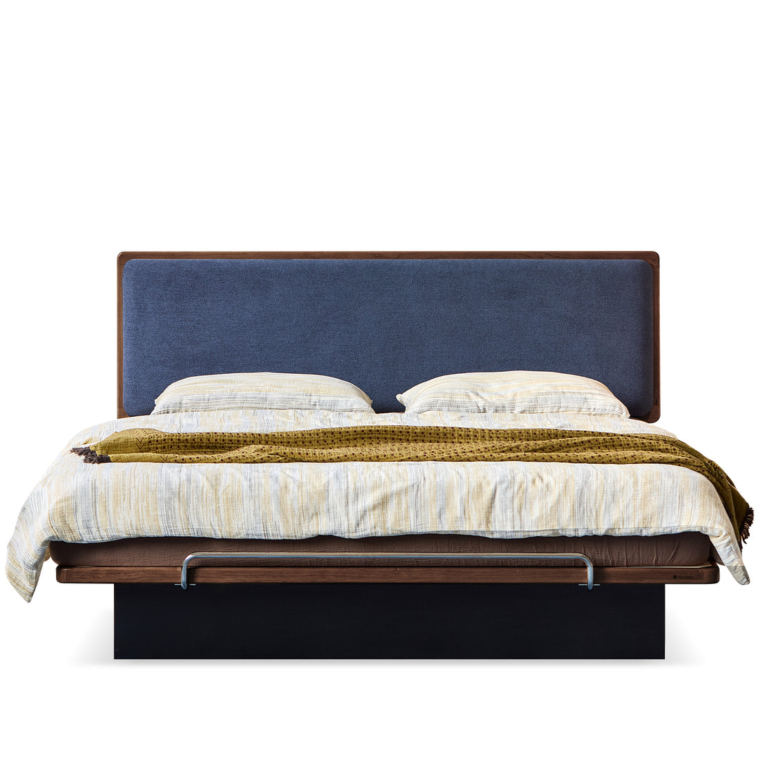 Bauhaus walnut wood storage bed film layered structure.