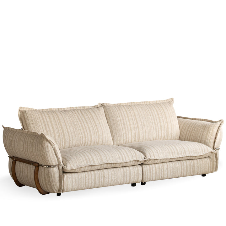 Cream boucle fabric 4 seater sofa circle environmental situation.
