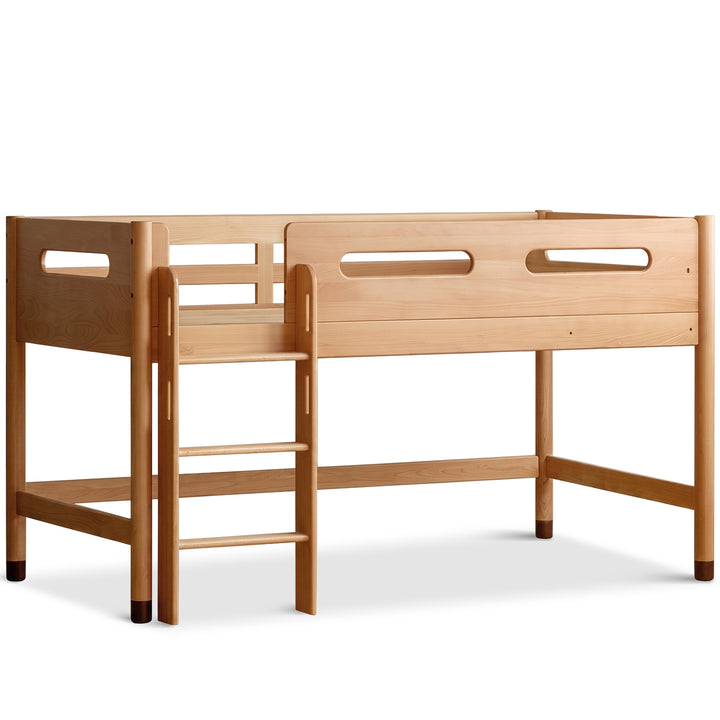 Scandinavian beech wood kids storage bed with study desk matchstick environmental situation.