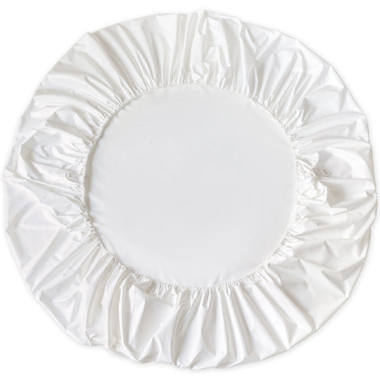 Minimalist water proof fabric bed sheet pure in white background.