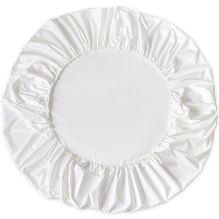 Minimalist water proof fabric bed sheet pure in white background.