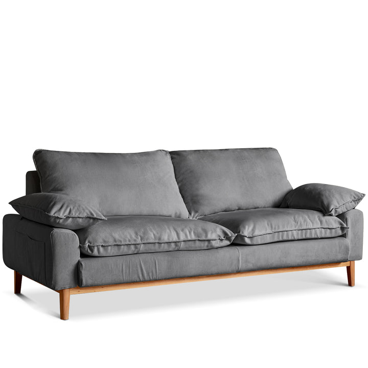 Scandinavian Corduroy Velvet Fabric 3 Seater Sofa INDIGO