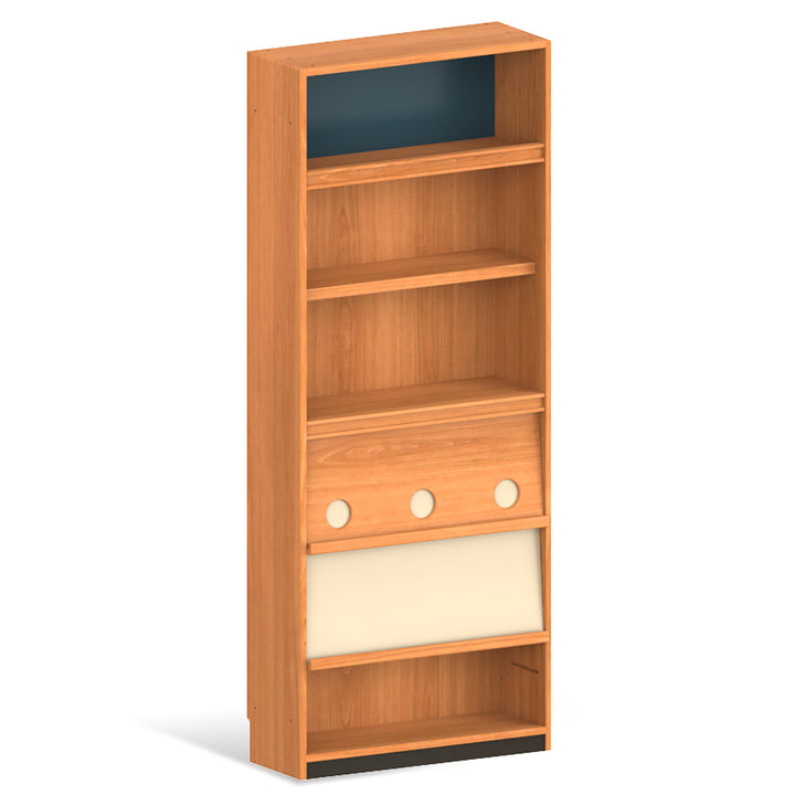 Scandinavian cherry wood bookshelf time situational feels.