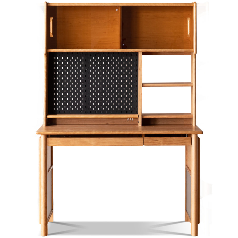 Scandinavian cherry wood study table with shelf cape detail 1.