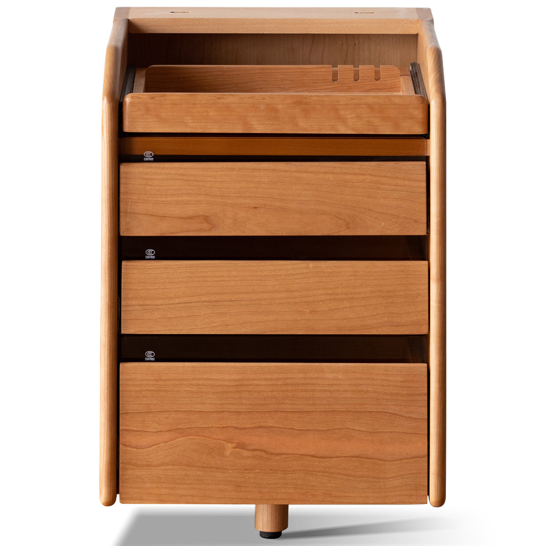Scandinavian cherry wood study table with shelf cape detail 3.