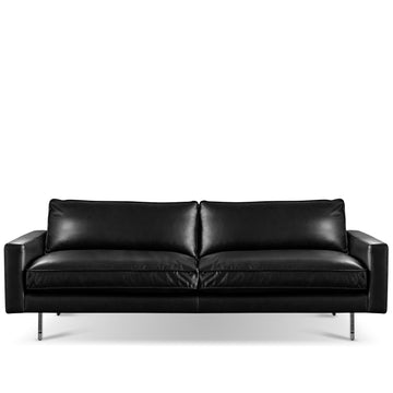 Minimalist Microfiber Leather 3 seater sofa unique in white background.