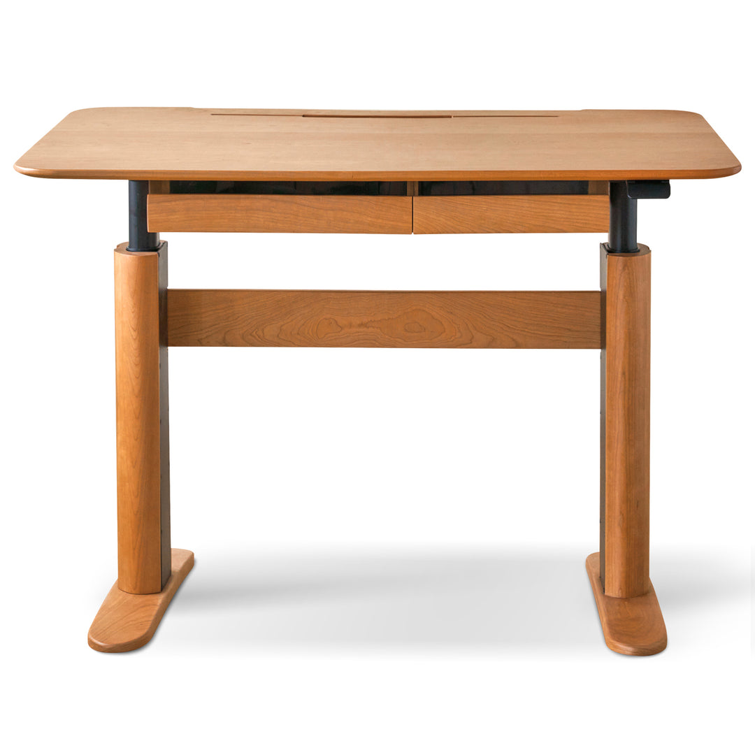 Scandinavian cherry wood electric height adjustable study table up conceptual design.