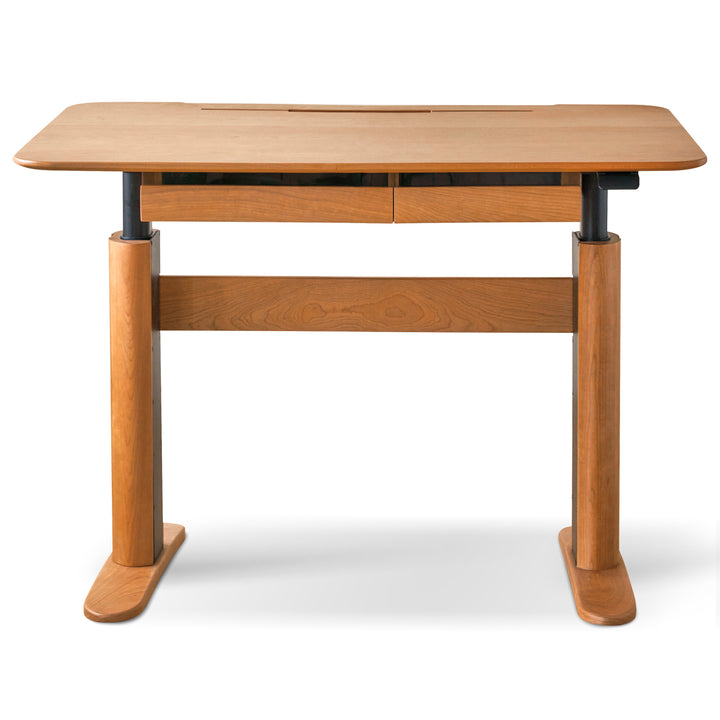 Scandinavian cherry wood electric height adjustable study table up conceptual design.