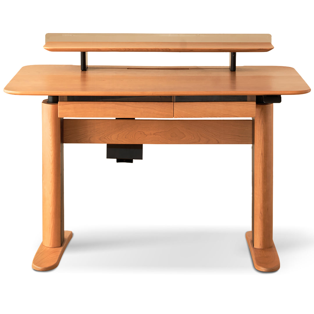 Scandinavian cherry wood electric height adjustable study table up situational feels.