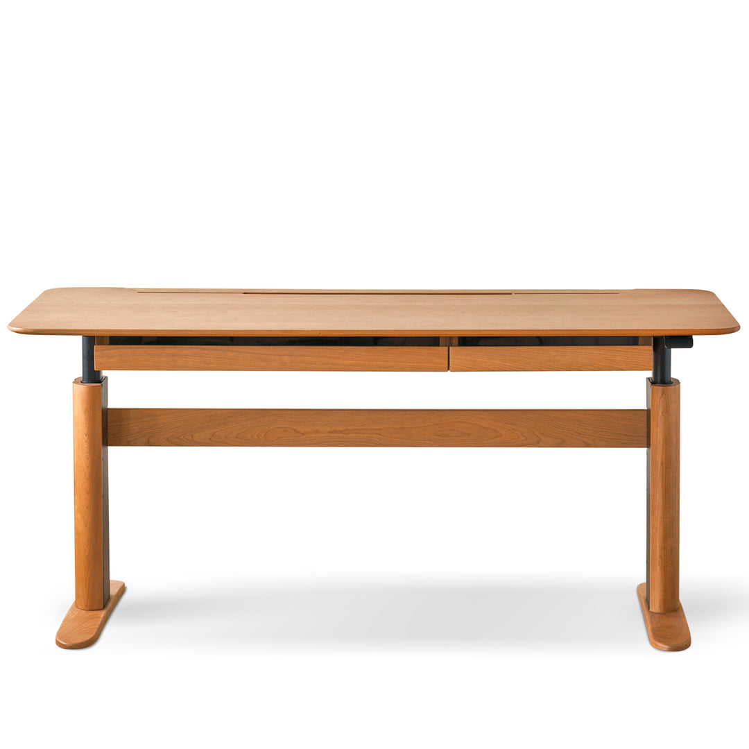 Scandinavian cherry wood electric height adjustable study table up detail 1.