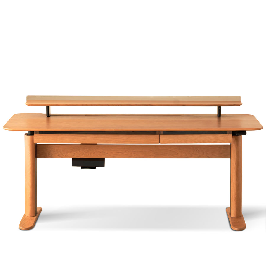 Scandinavian cherry wood electric height adjustable study table up detail 2.