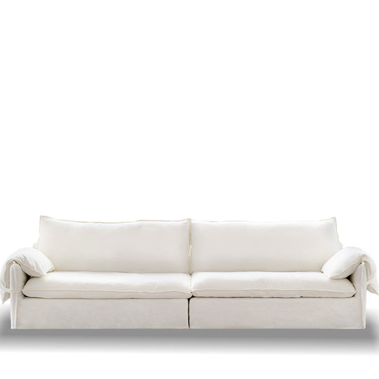 Cream Cotton Fabric 4 Seater Sofa FOLDING EAR